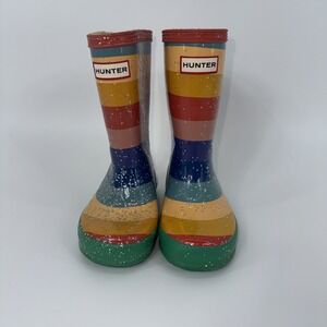 Hunter Original First Classic Rain Boots Kids Size UK7/US8 Rainbow Glitter